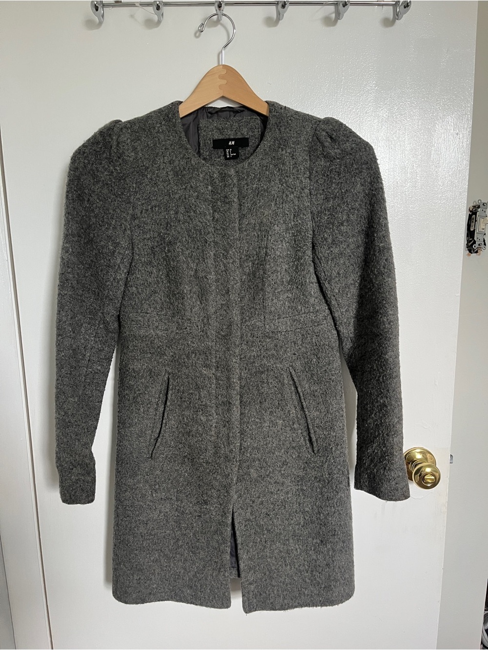 H&M Women's Charcoal Gray Wool-Blend Pea Coat